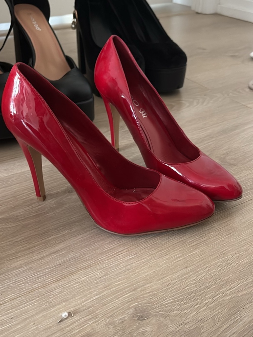 Aldo Glossy Red Patent Stiletto Pumps